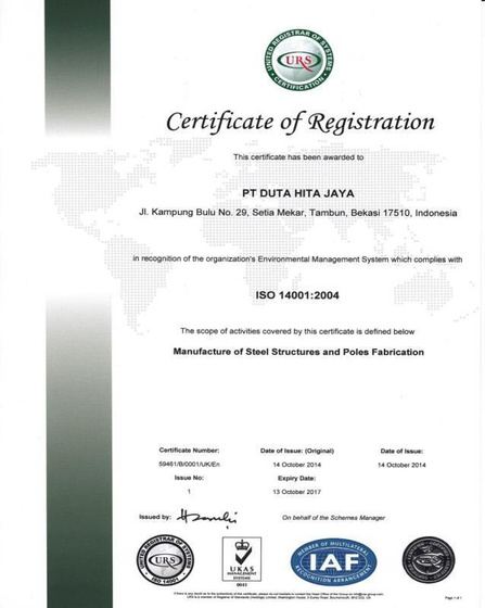 ISO 14001:2015 certificate