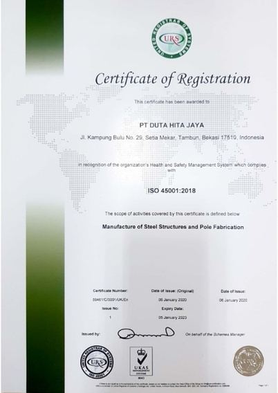 ISO 45001:2018 certificate